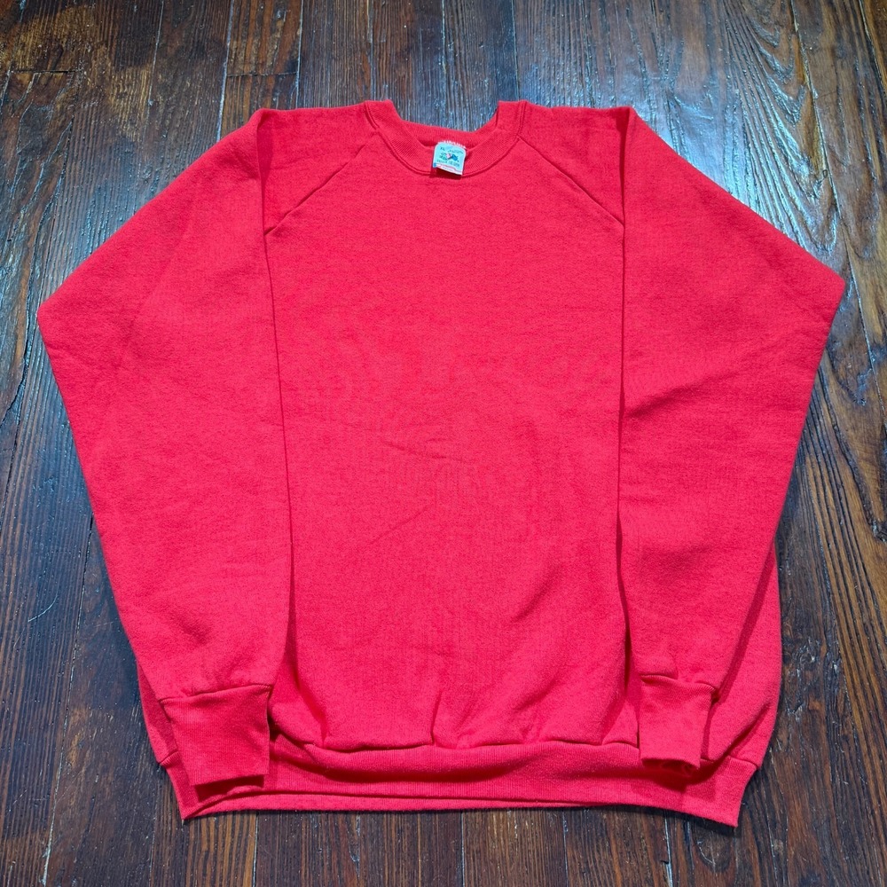 Vintage Fruit Of Loom‎ Sweatshirt Mens XL Red Blank 50/50 Crewneck MADE IN USA